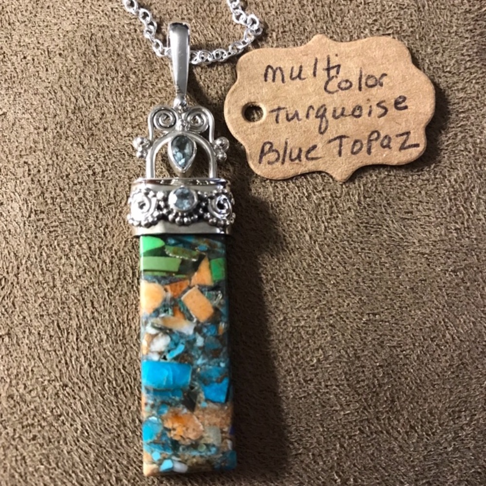Sterling silver necklace semi precious stone